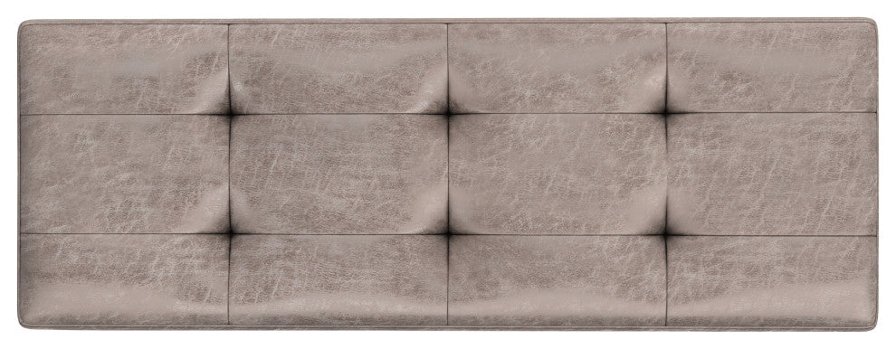 Shay Mid Century Rectangular Storage Ottoman, Distressed Grey Taupe