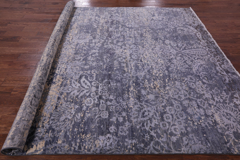 8' 2" X 10' 0" Wool and Silk Modern Handmade Rug Q10324