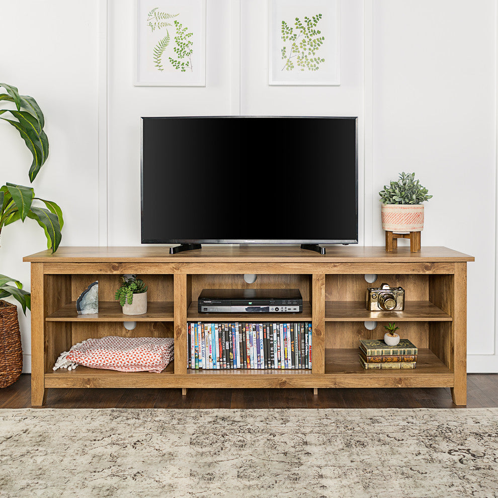 70" Wood Media TV Stand Storage Console, Barnwood
