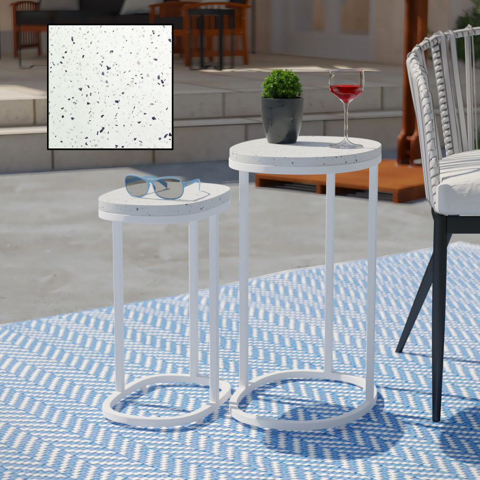 Barking Terrazzo Outdoor Nesting Tables 2-Piece Set