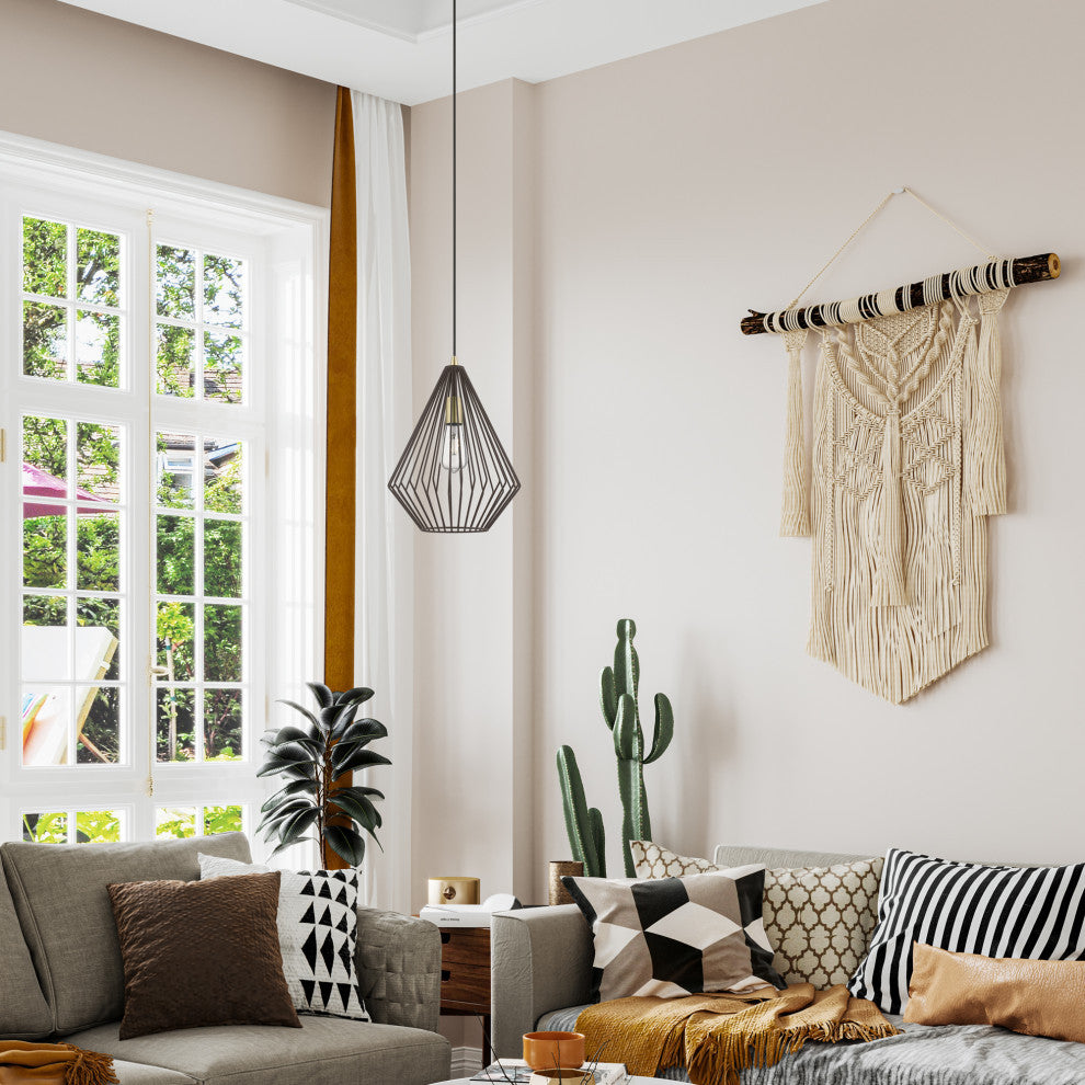 Linz 1 Light Bronze With Antique Brass Accents Pendant