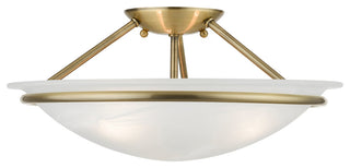 Livex Lighting Antique Brass 3-Light Semi-Flush