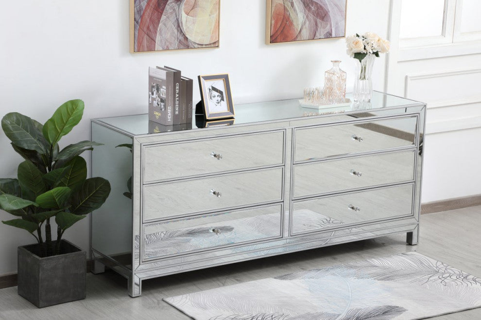 Elegant Decor Reflexion Chest Antique Silver