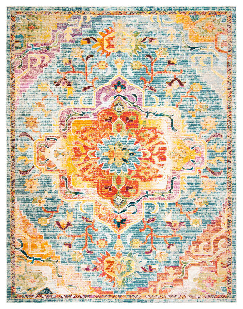 Safavieh Crystal CRS501K Rug, Orange/Teal, 6'7" X 9'2"