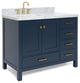 ARIEL Cambridge 43" Left Offset Rectangle Sink Midnight Blue Vanity, No Mirror