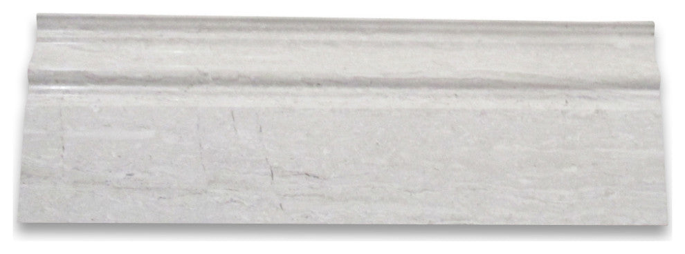 Athens Silver Cream Marble Haisa Light Baseboard Crown Molding 4x12, 1 piece