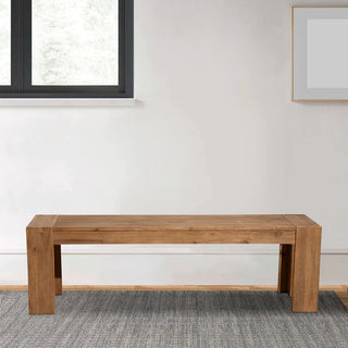 Benzara BM186134 Solid Acacia Wood Bench with Bracket Legs, Brown