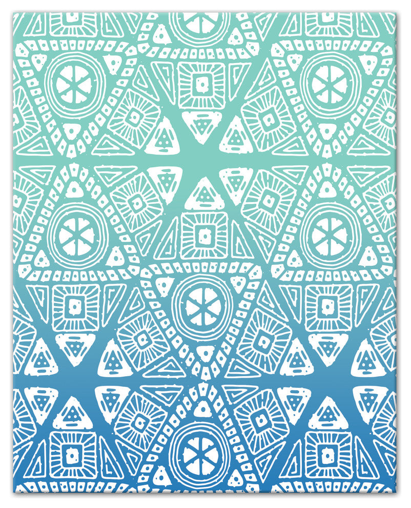 Blue Sunset Tribal Pattern  24x30 Canvas Wall Art