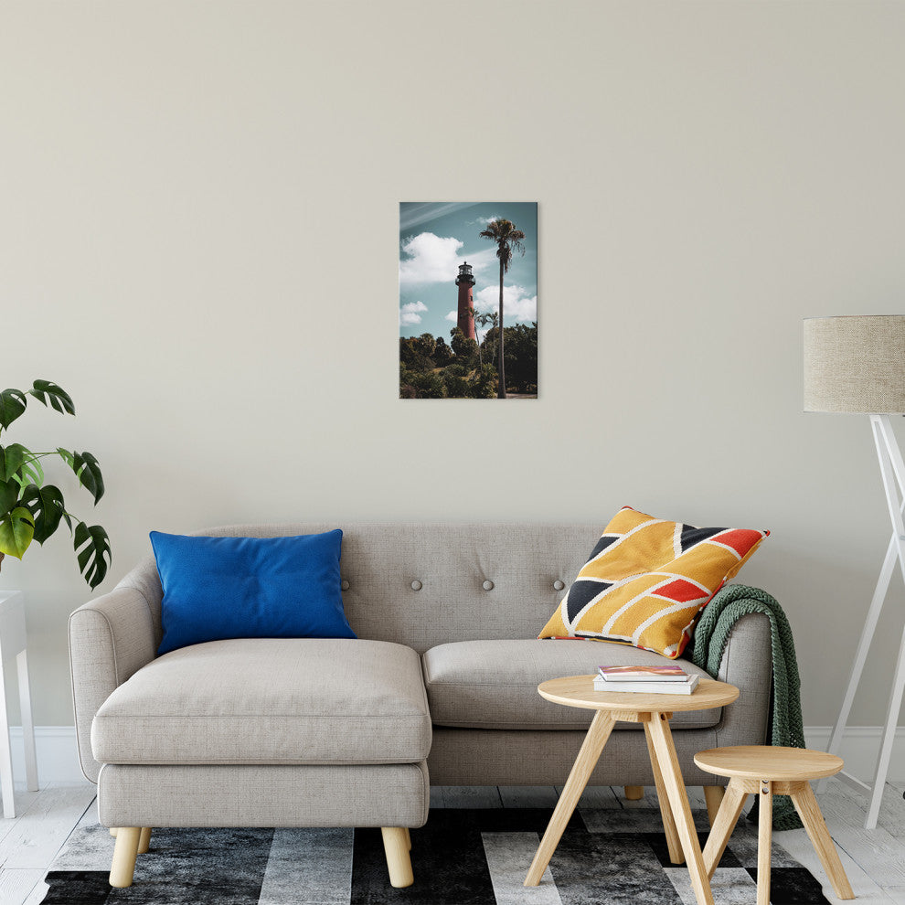 Jupiter Lighthouse Colorized Coastal Landscape Canvas Wall Art Print, 12" X 16"
