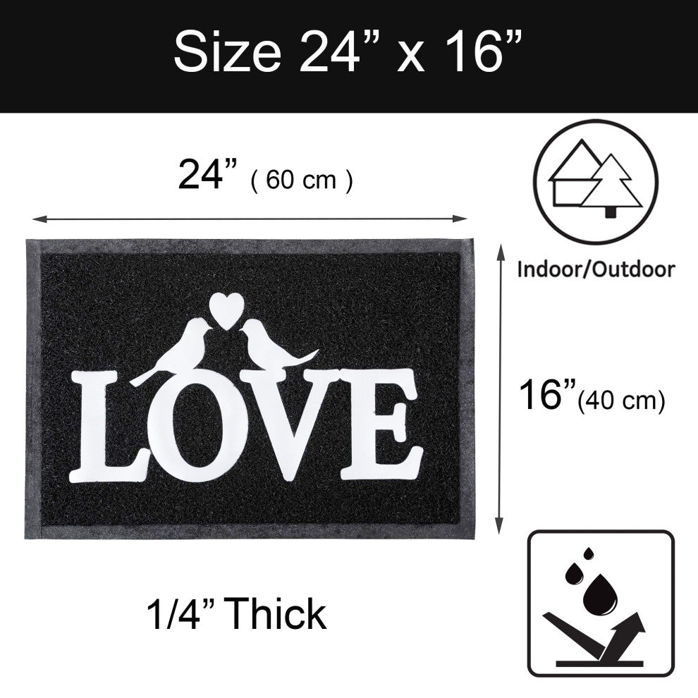 Outdoor Door Mat Love PVC 24"�x16"� Black