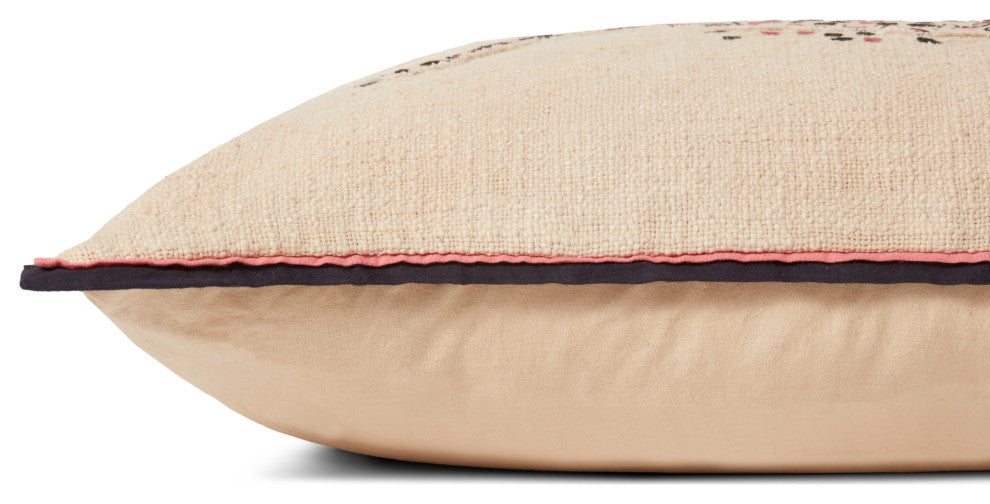 Loloi PLL0054 Ivory / Black 16" x 26" Cover w/Poly Pillow