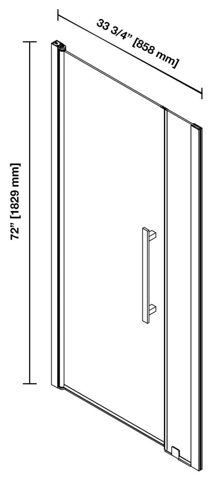 Pasadena 33 3/4-35 3/4"Wx72"H Alcove Pivot Shower Door Satin Nickel