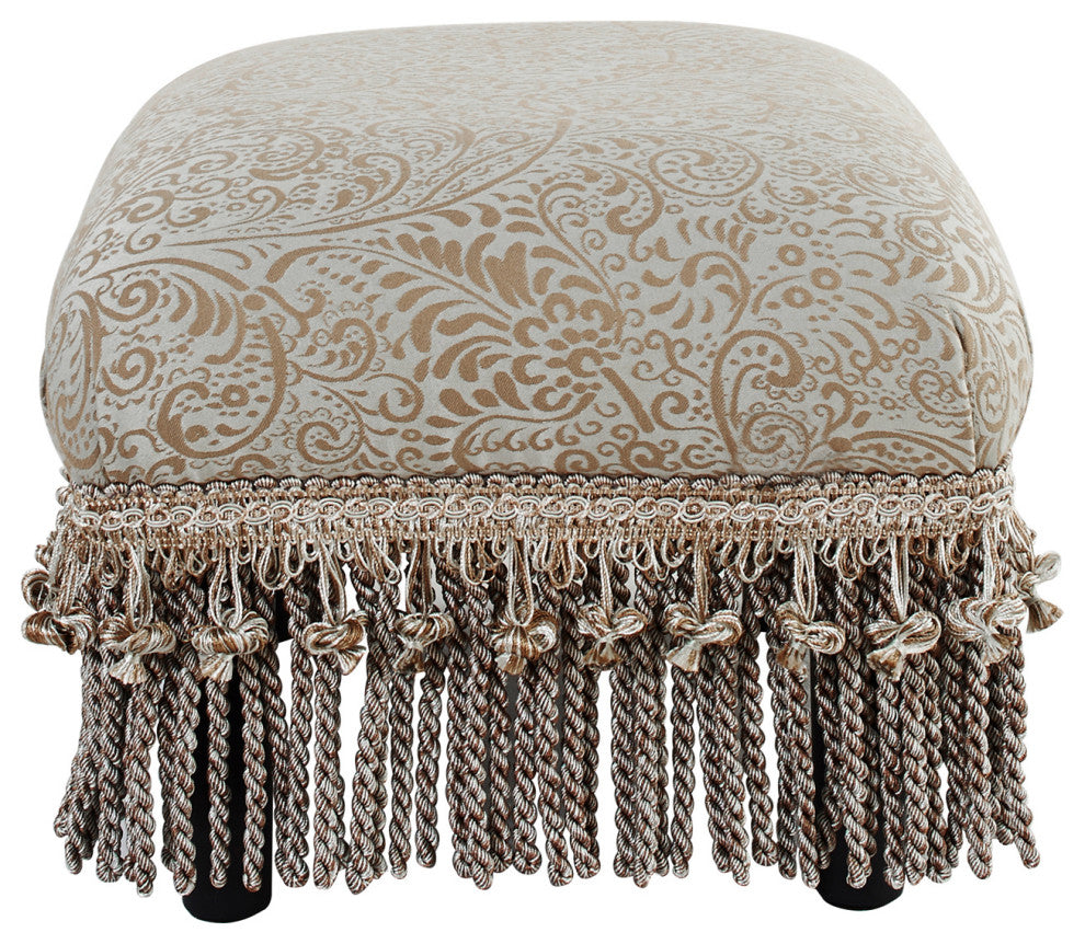 Fiona Footstool, Teal and Tan