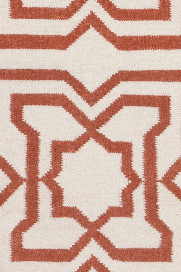 Lima Contemporary Area Rug, White and Orange, 5'x7'