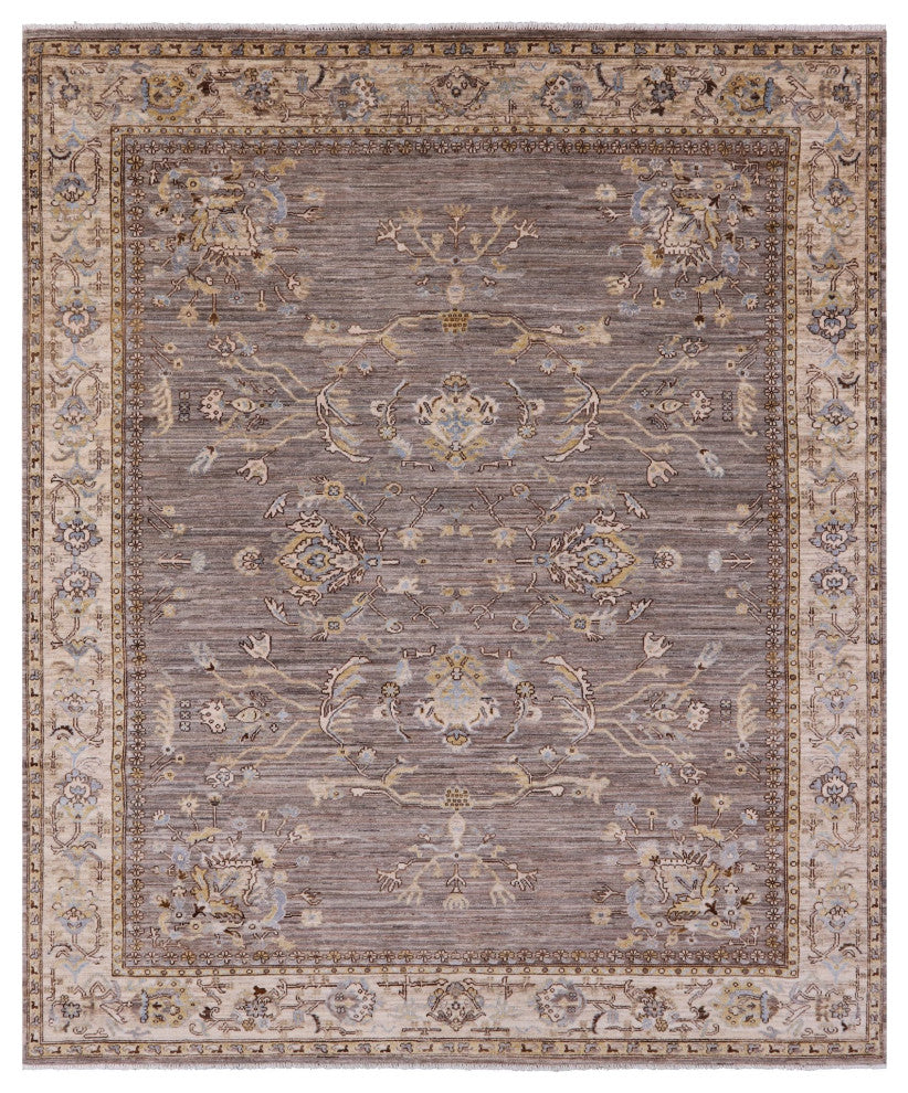 8' 5" X 9' 10" Natural Peshawar Hand Knotted Rug Q4426