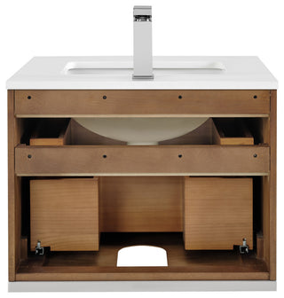 Terra Bathroom Vanity, Walnut/Brushed Nickel, 24", White Quartz Top