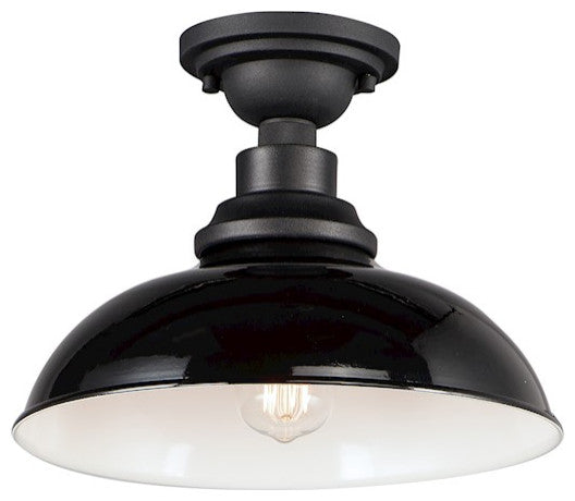 Maxim Lighting Granville 1-Light Flush Mount, Gloss Black/Black, 35110GBBK