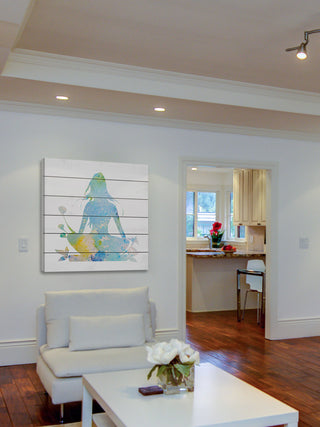"Blue Meditation" Painting Print on White Wood