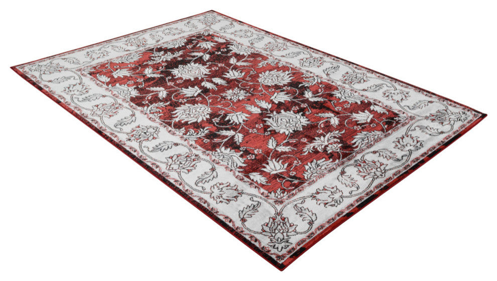 Traditional Accent Rug, Scarlet Red, 9'8"x7'5"