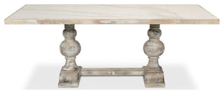 Small 81" Trestle Dining Table Gray Gloss Top