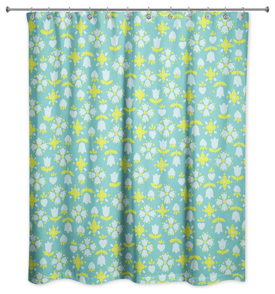 Tulip Pattern in Blue Shower Curtain