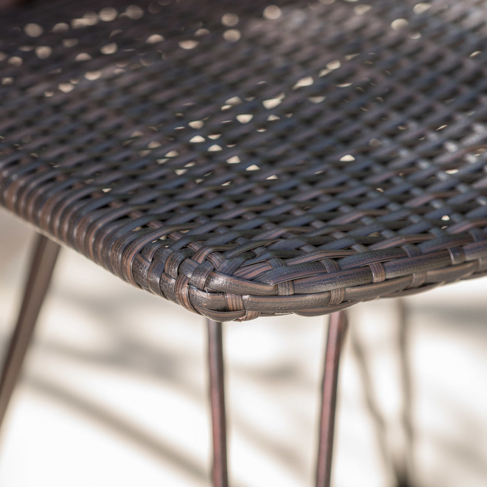 GDF Studio Pines Outdoor Wicker Bar Stools, Set of 2