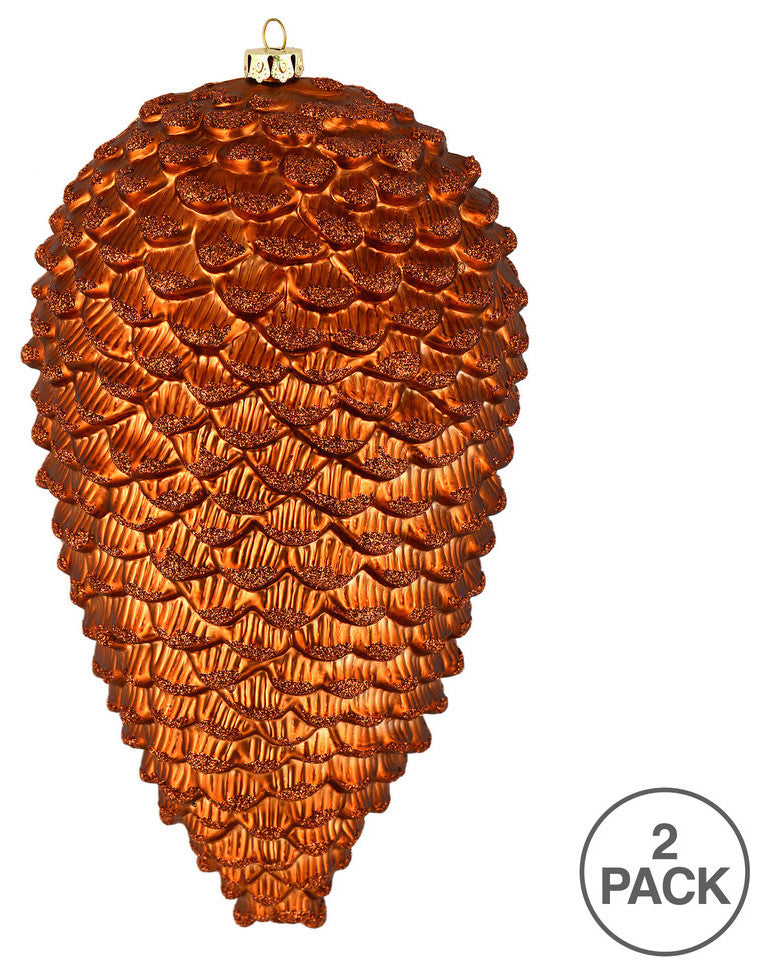 Vickerman N187388D 10" Copper Matte Glitter Pinecone Christmas Ornament