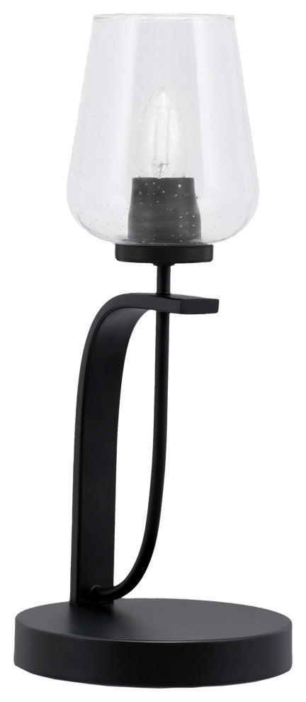 Cavella 1 Light Accent Lamp, Matte Black Finish, 5" Clear Bubble Glass