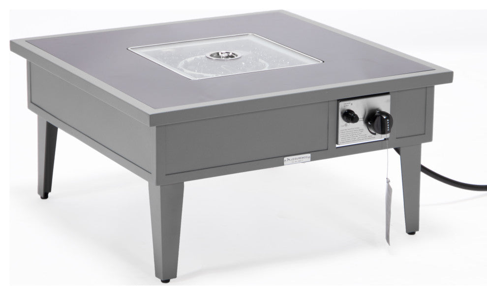 Leisuremod Walbrooke Patio Square Fire Pit Table With Aluminum Frame, Gray