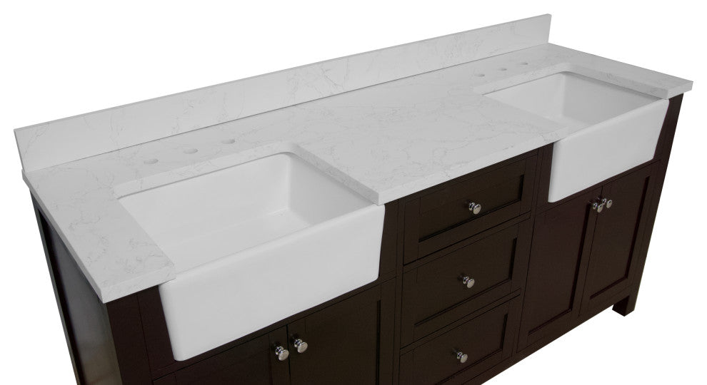 Yorkshire 72" Bathroom Vanity, Chocolate, Engineered Marble