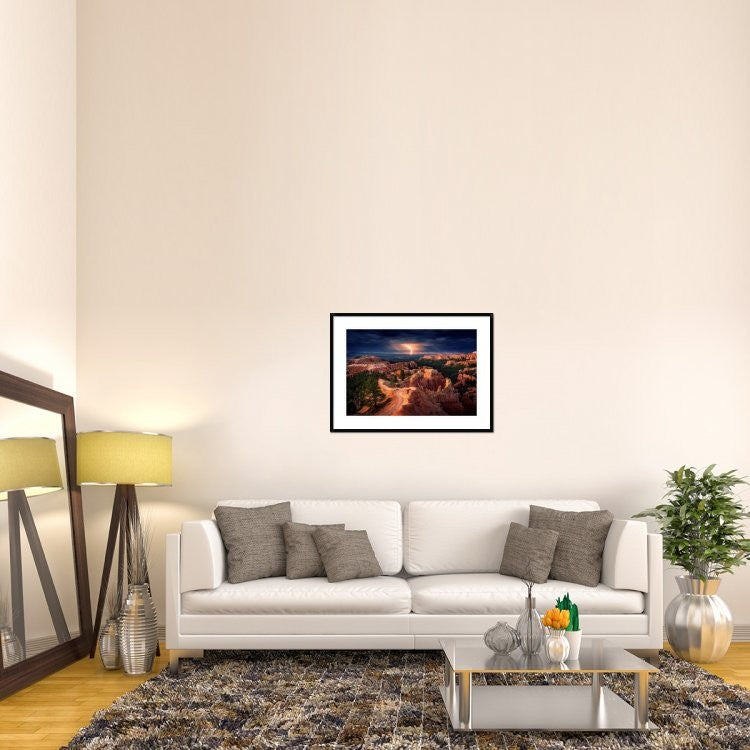 "Lightning Over Bryce Canyon" Framed Print by Stefan Mitterwallner, 38"x28"