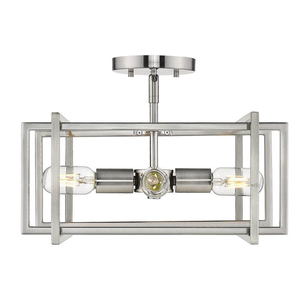 Tribeca Semi-flush, Pewter With Pewter Accents