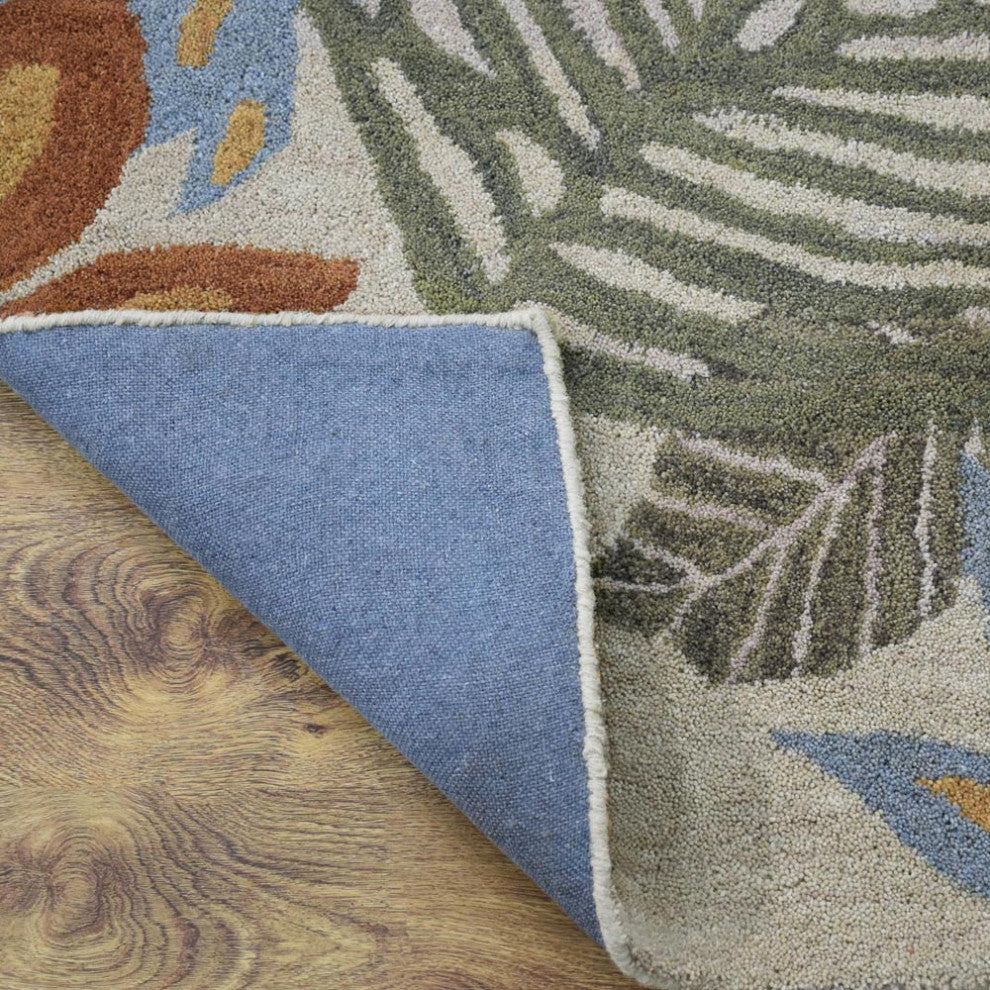 HAND TUFTED WOOL ECO-FRIENDLY AREA RUGS - Rectangle,Cream,Floral