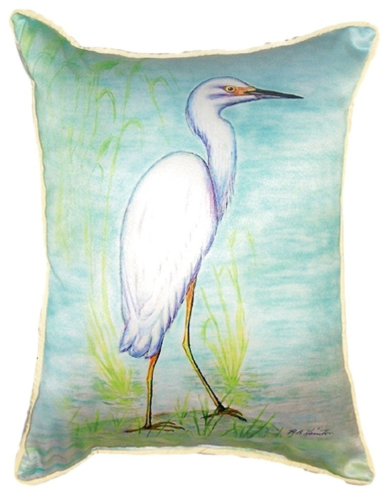 Snowy Egret Extra Large Zippered Pillow 20x24