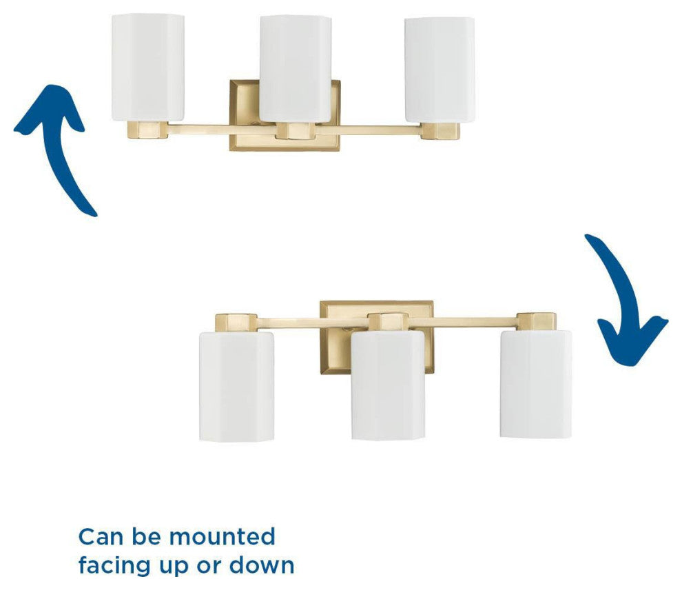 Estrada Collection 3-Light Contemporary Bath and Vanity Light, Brushed Gold