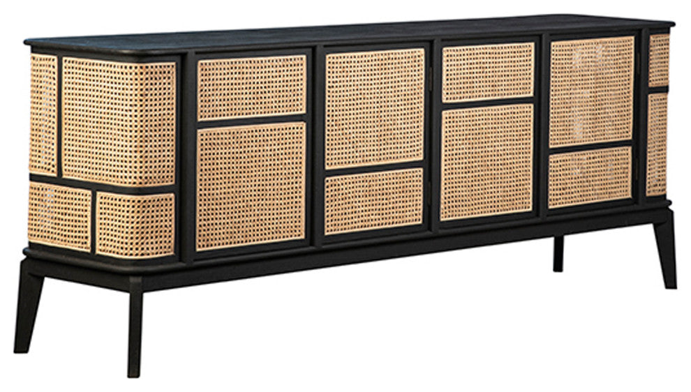 Deco Black and Cane Sideboard