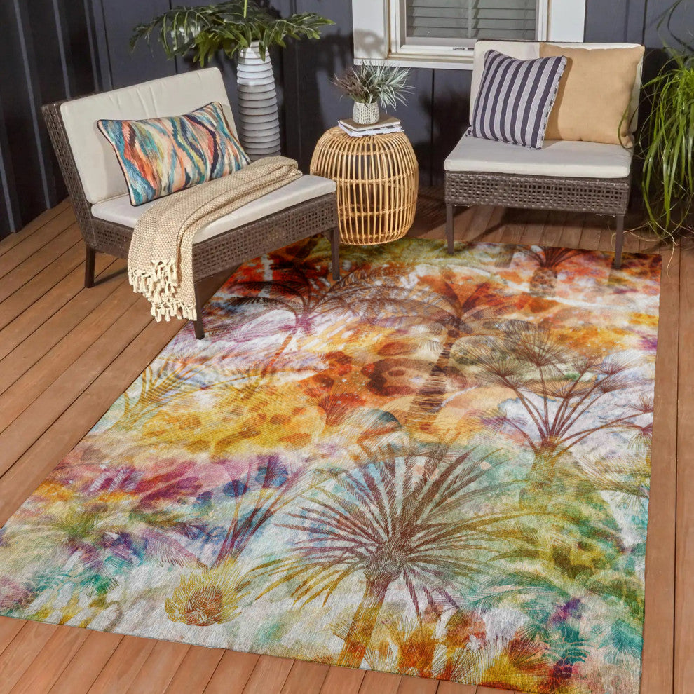 Indoor/Outdoor Tropics TC15 Salmon Machine Washable 10' x 14' Rug