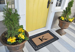 Club Border Black/Beige 18"x30" Monogrammed Doormat
