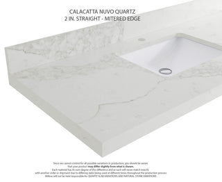Boston 36" Left Offset Bath Vanity in Fine Grain 2" Calacatta Nuvo
