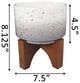 7" Grey Ombre W Specks Ceramic Pot On Wood Stand