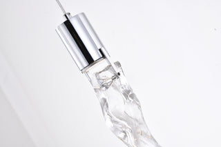 Chrome Metal LED Pendant With Clear Crystal Stone