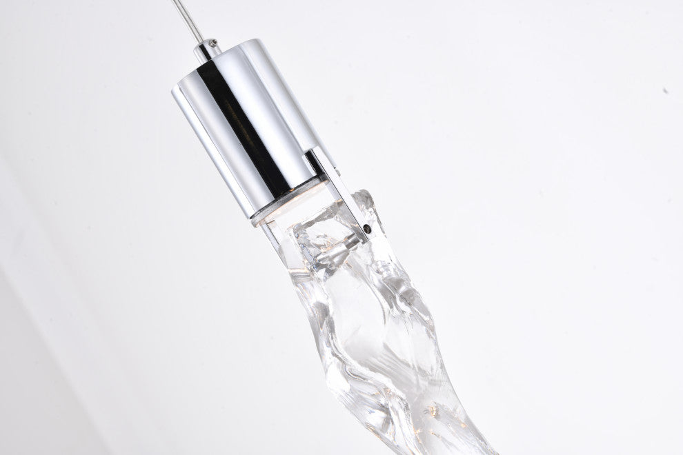 Chrome Metal LED Pendant With Clear Crystal Stone