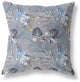 18" Indigo Gray Tropical Indoor Outdoor Throw Pillow