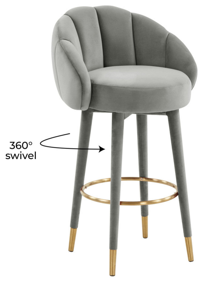 Myla Light Grey Swivel Bar Stool - Light Grey