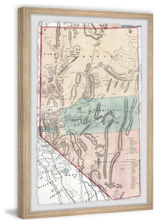 "Nevada Travel Map" Framed Painting Print, 12x18
