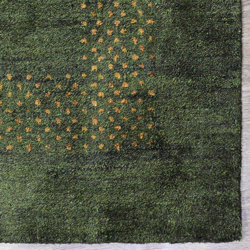 HAND KNOTTED LOOM SILK ECO-FRIENDLY AREA RUG -6'x9',Rectangle,Green,Contemporary