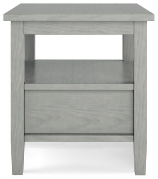 Warm Shaker Solid Wood 20" Rustic End Side Table, Fog Grey
