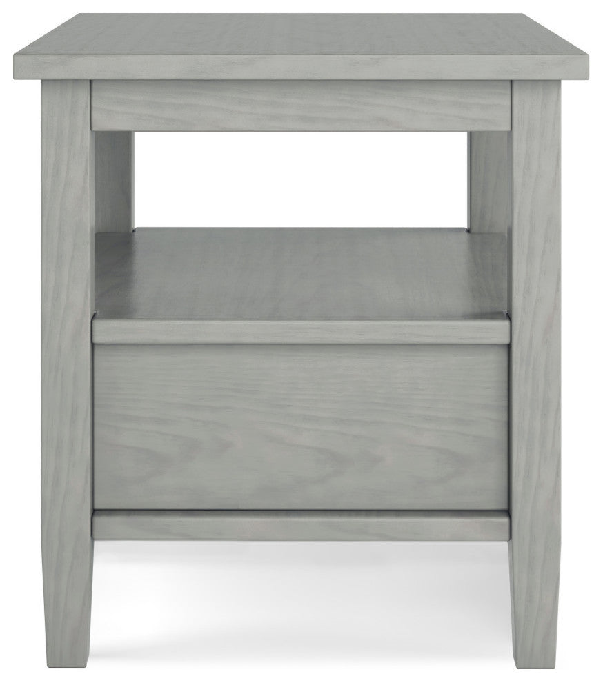 Warm Shaker Solid Wood 20" Rustic End Side Table, Fog Grey