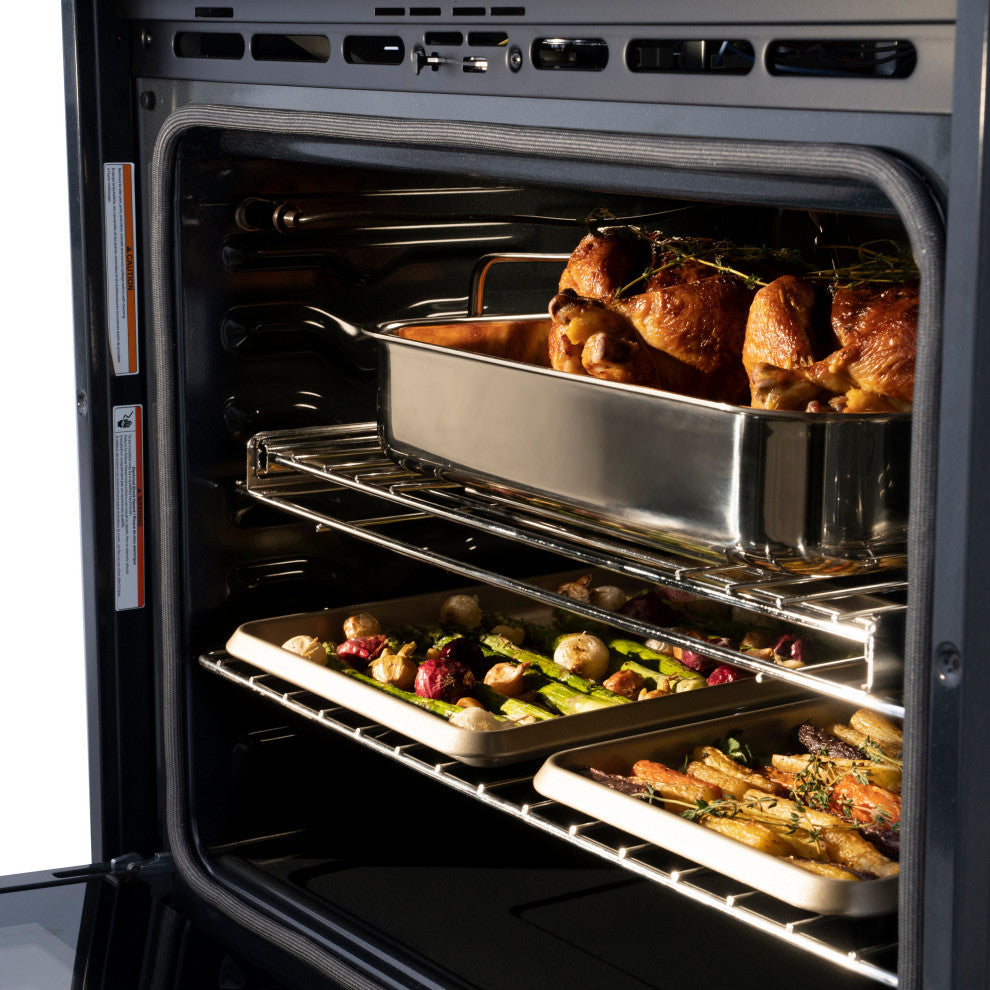 ZLINE DuraSnow Stainless Steel Double Wall Oven With Matte Black, AWDSZ-30-MB