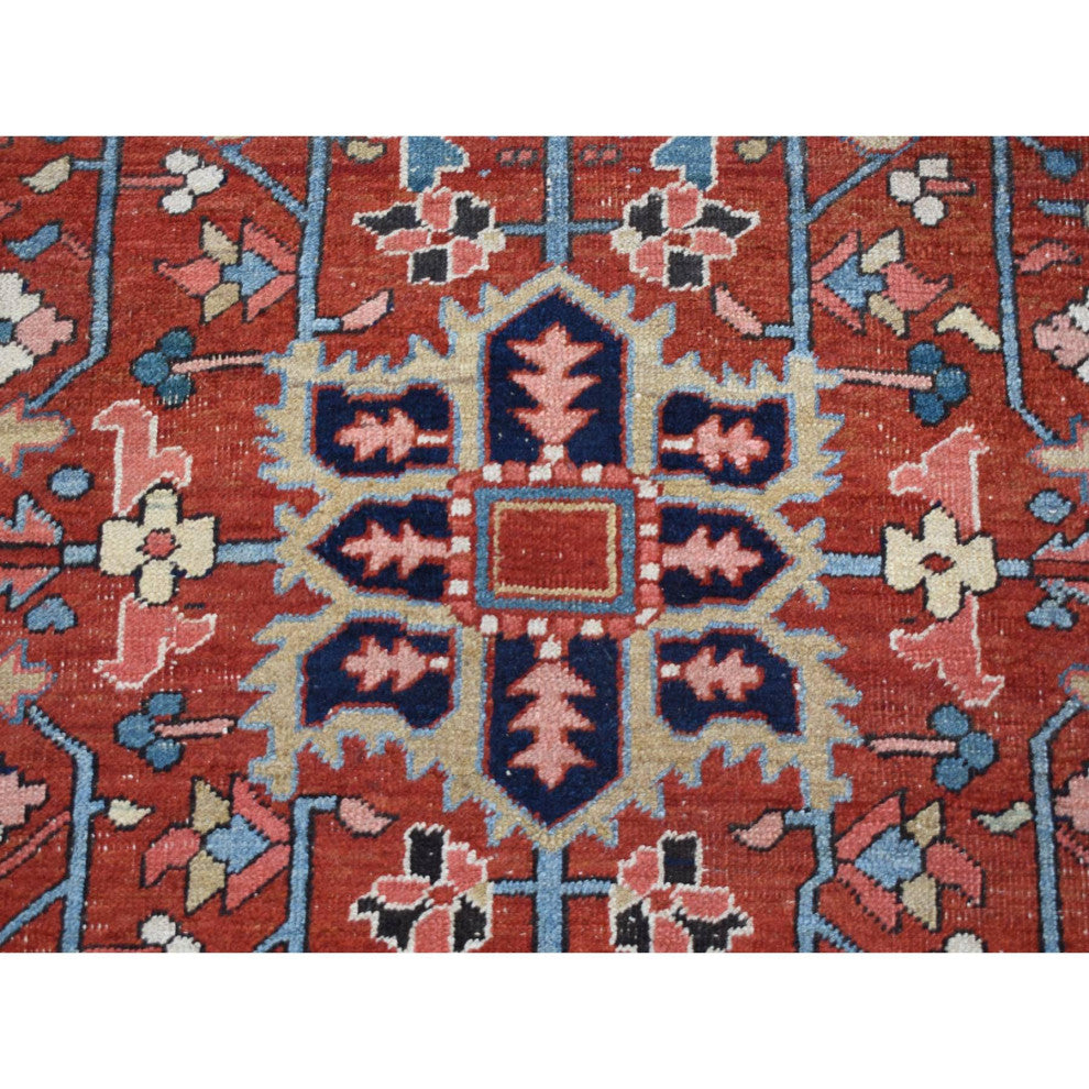 Barn Red Antique Persian Heriz Hand Knotted Pure Wool Oriental Rug 9'4"x12'10"